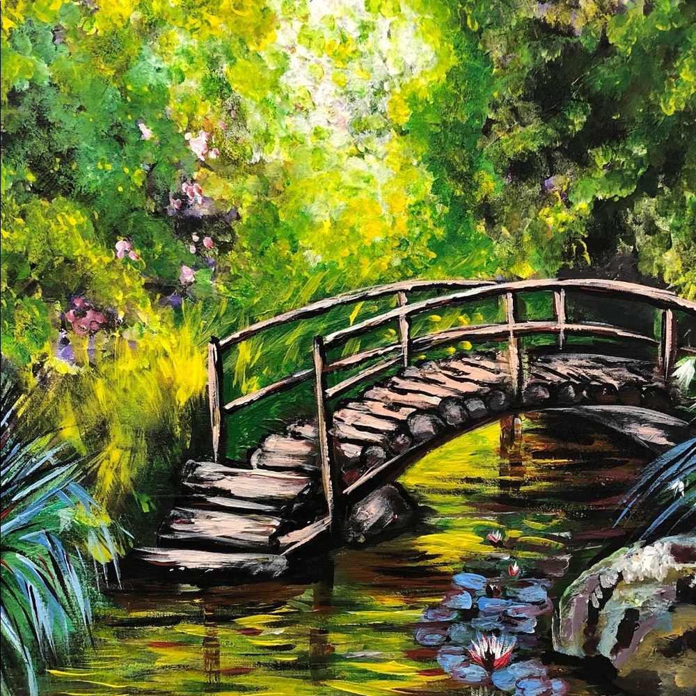 NEW Bridge  Acrylic Painting by me Size 18x24 inches